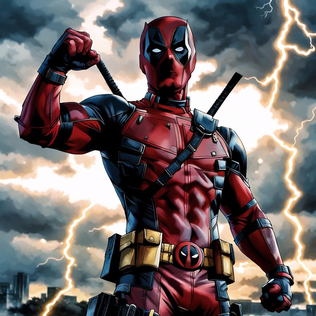 Deadpool Confronts Zeus in Stormy Blockbuster Scene