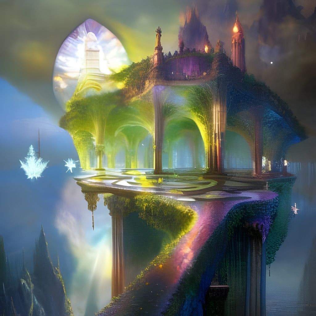 Hexagonal Fractal Glass Bridges in Enchanting Fantasy Art