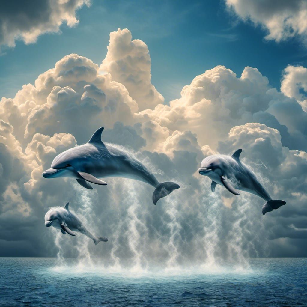 Cloud Dolphins: Ethereal Marine Life
