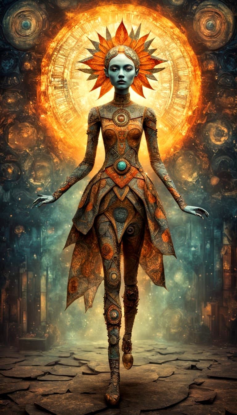 Solar Goddess in Bauhaus Style on Alien Planet