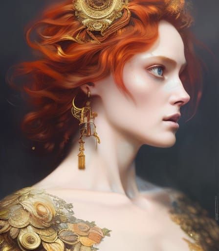 Red-Haired Goddess Digital Art Masterpiece