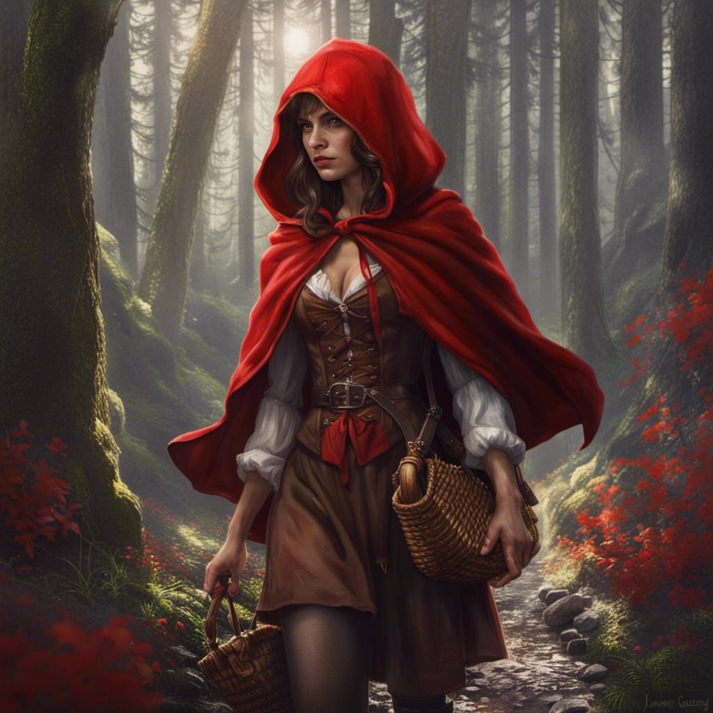 Dramatic Digital Painting of Little Red Riding Hood