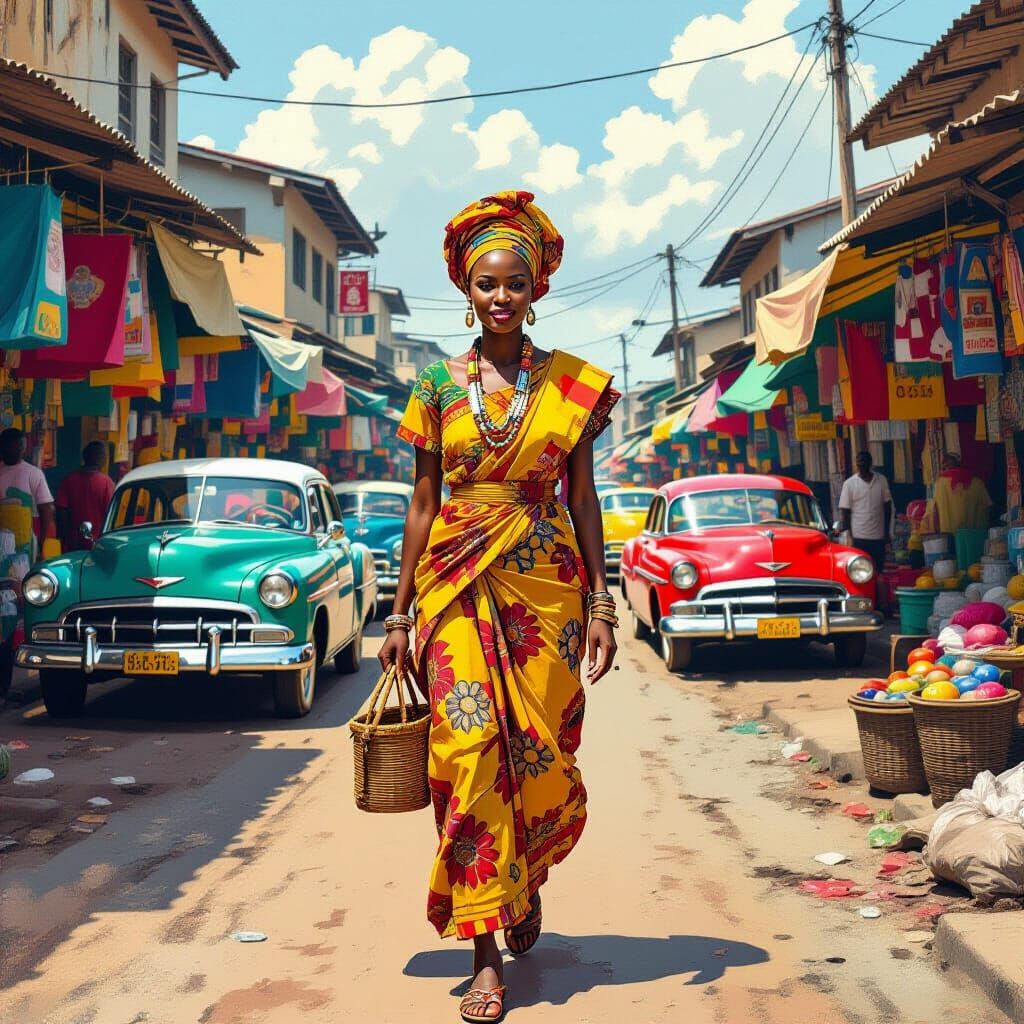 Vibrant Lagos Street Scene: Nigeria in 1999