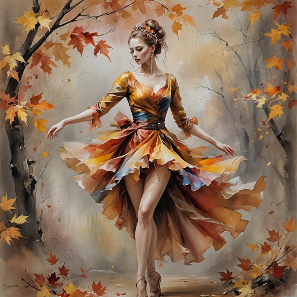Ethereal Dancer Emerging in Autumnal Hues