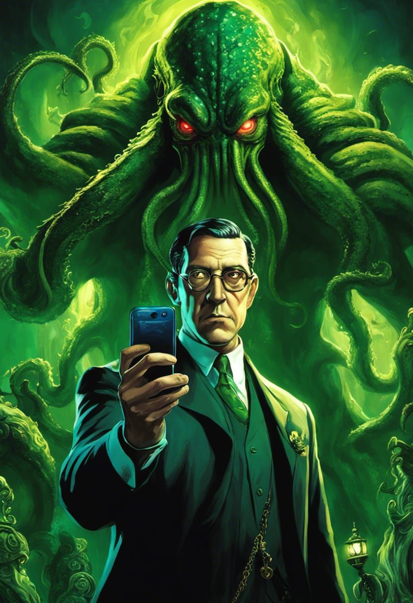 Lovecraft Selfie with Cthulhu in Arkham City