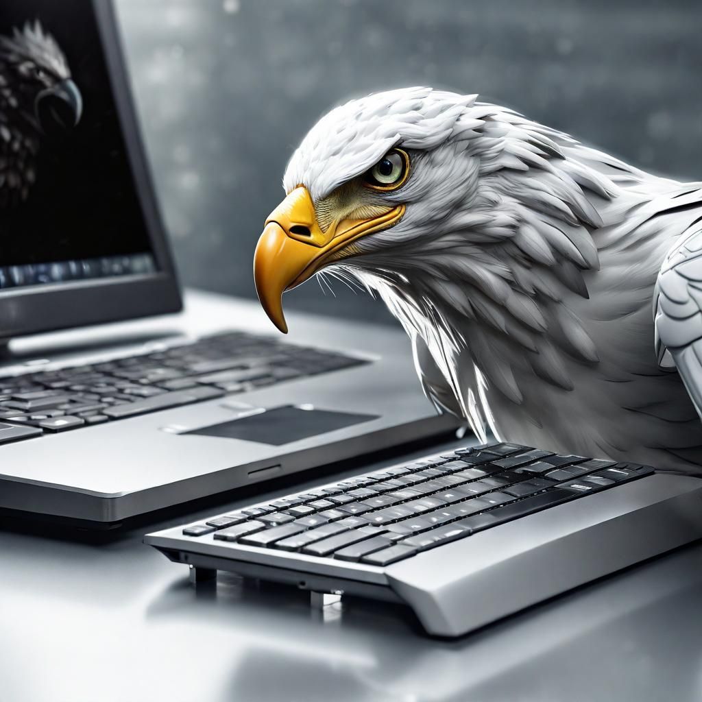 White eagle watching desktop closely