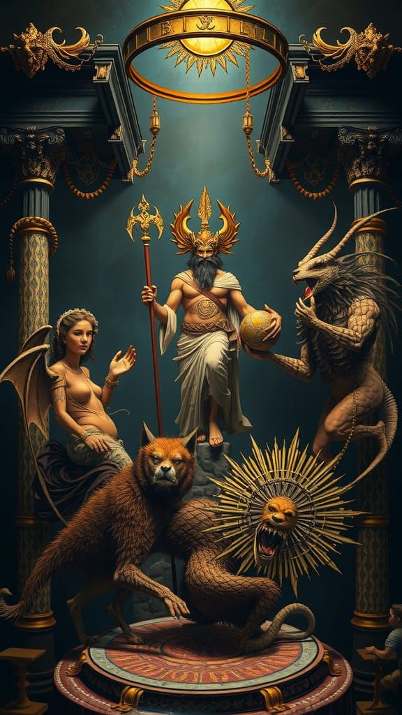 Hades Reigns at the Underworld's Threshold in a Vibrant, Sur...