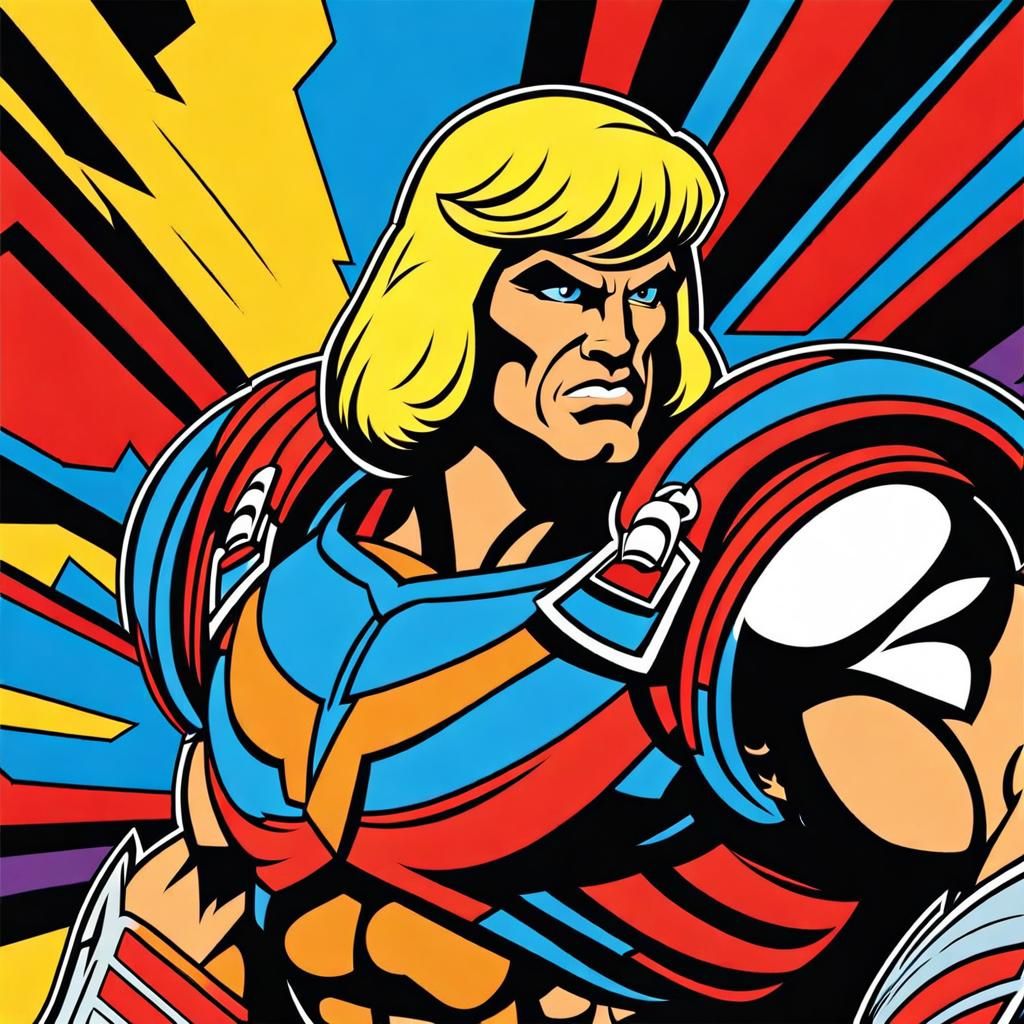 He-Man in Vibrant Pop Art Style