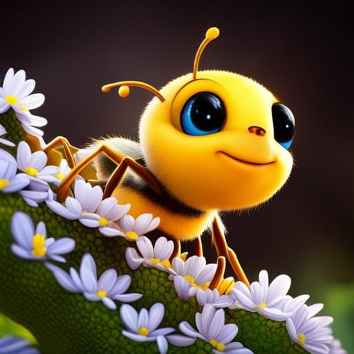 Cute Cartoon Spider-Bee in Hyperrealistic Style