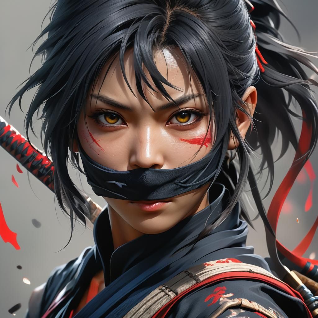 Ninja Assassin Ayame: Hyperdetailed Digital Portrait