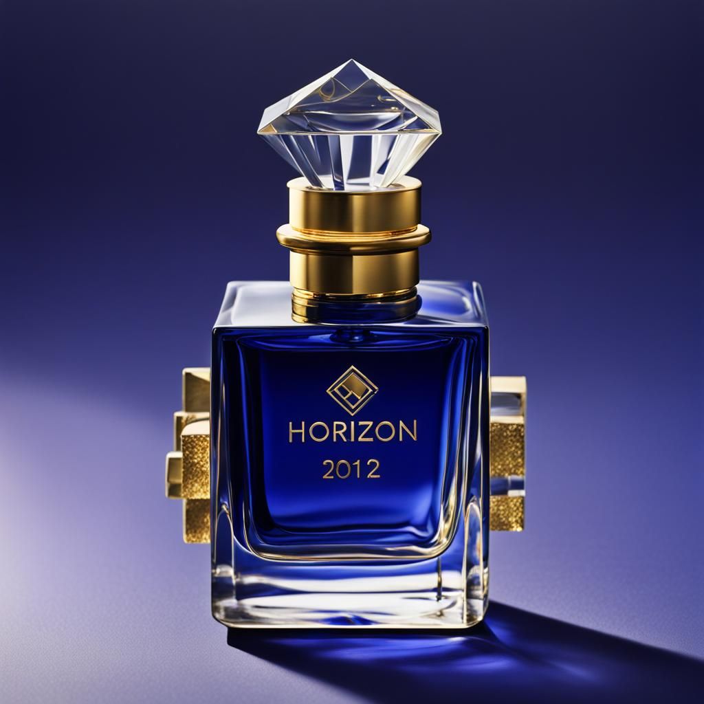 Gold Vial with Sapphire Liquid in Abstract Art