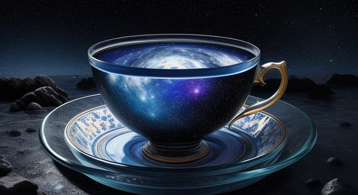 Surreal Cosmic Landscape in a Glass Teacup