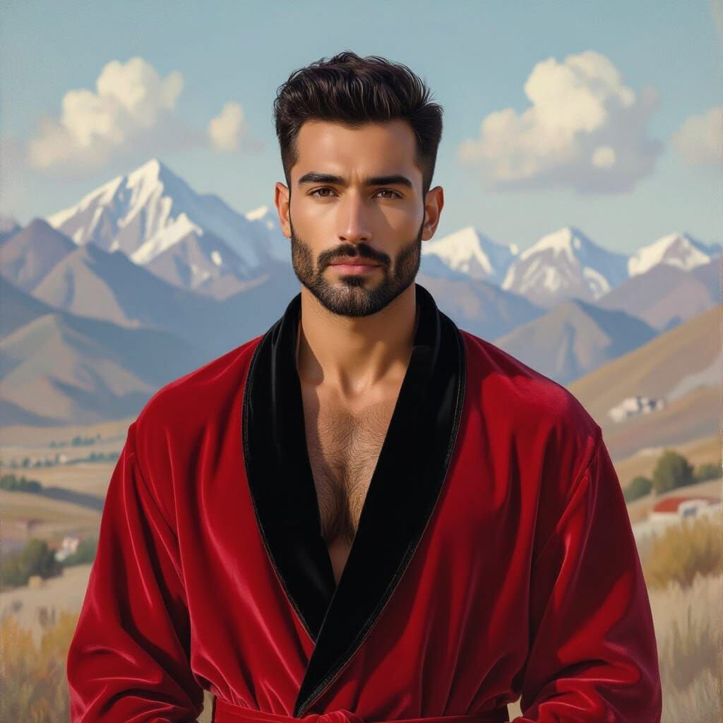 Turkish-Indian Man in Velvet Robe: Impressionist Portrait