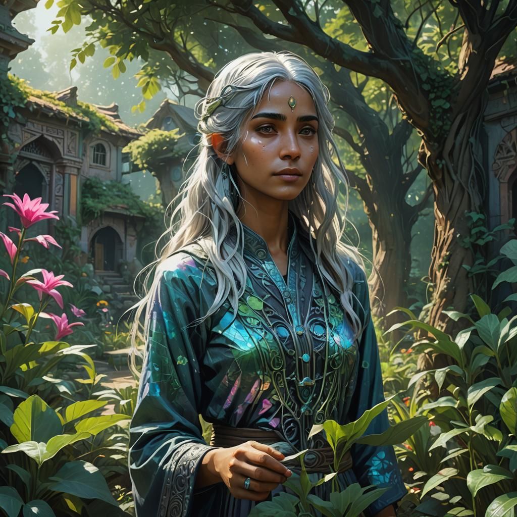 Mystical Being in Enchanted Garden: Fantasy Concept Art