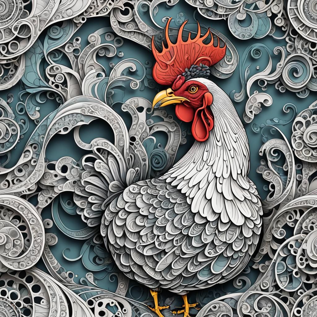 Foghorn Leghorn in Abstract Vector Fractal Style