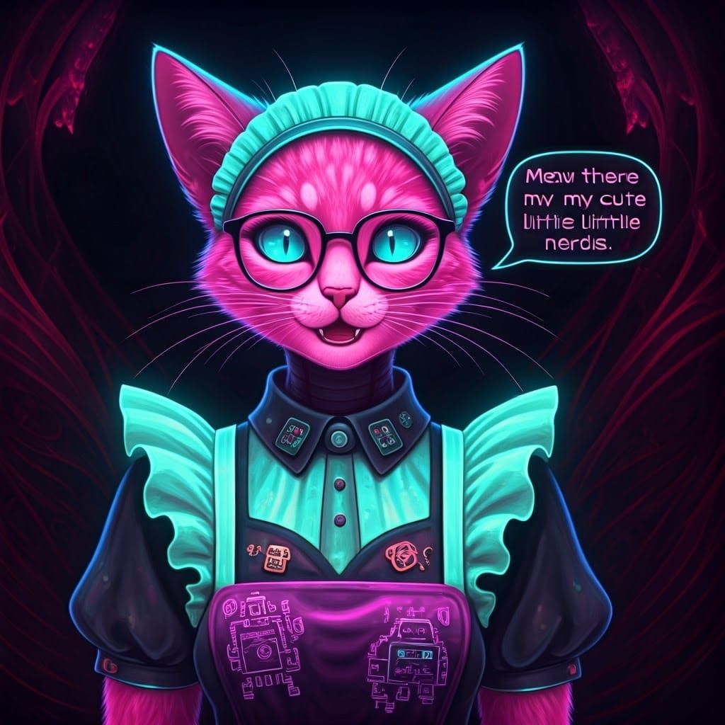 Bioluminescent Cat-Girl in Neon Outfit
