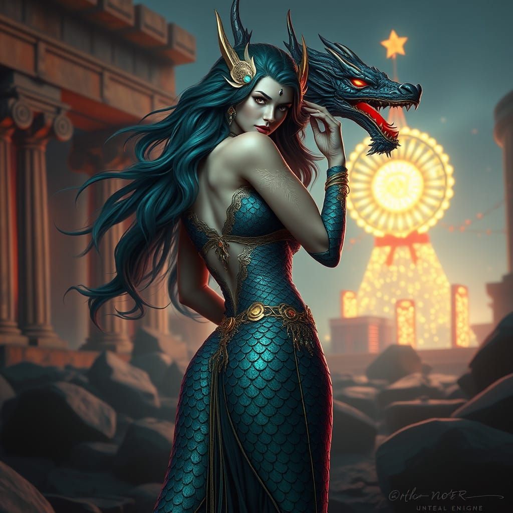 Seductive Goddess Blends Ancient Power and Holiday Cheer in...