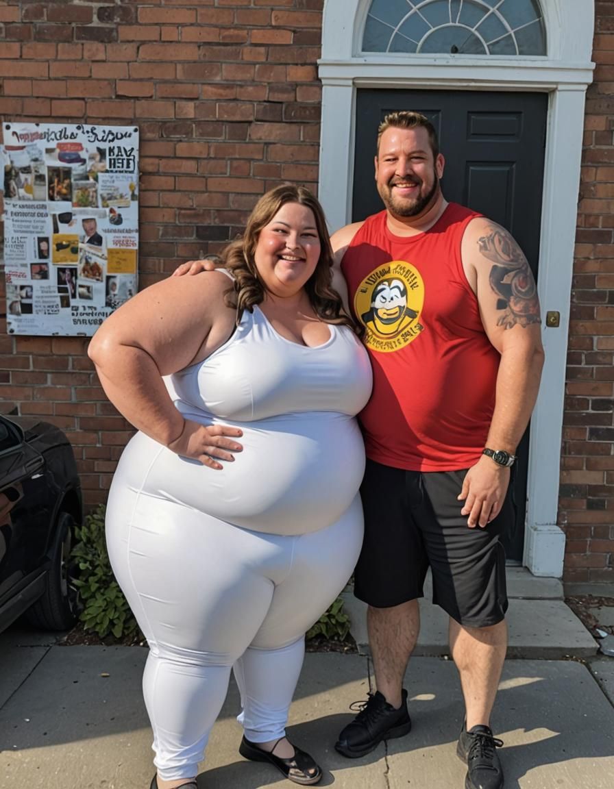Extremely Obese Woman Poses with Husband