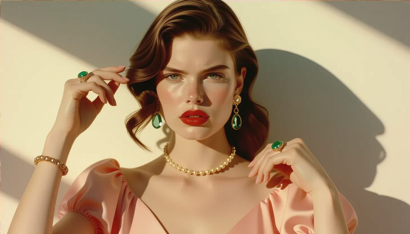 Dramatic Flash Portrait with Tourmaline Rings