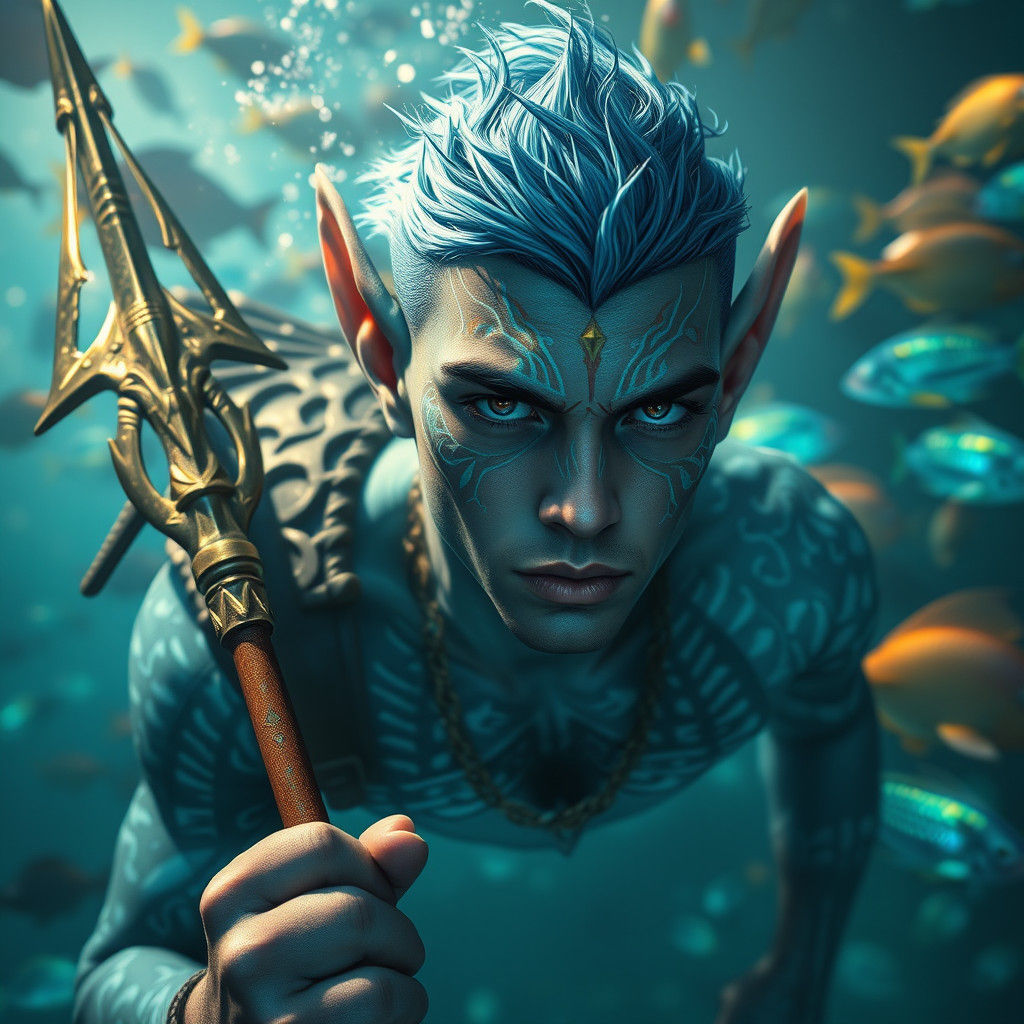 Mysterious Sea Elf Warrior in Fantasy Concept Art