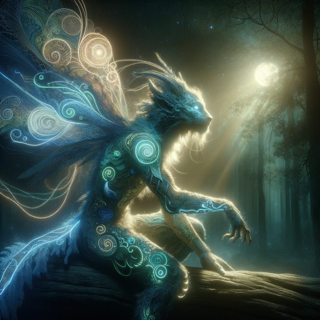 Mystical Creature in Moonlight, Ethereal Tattoos