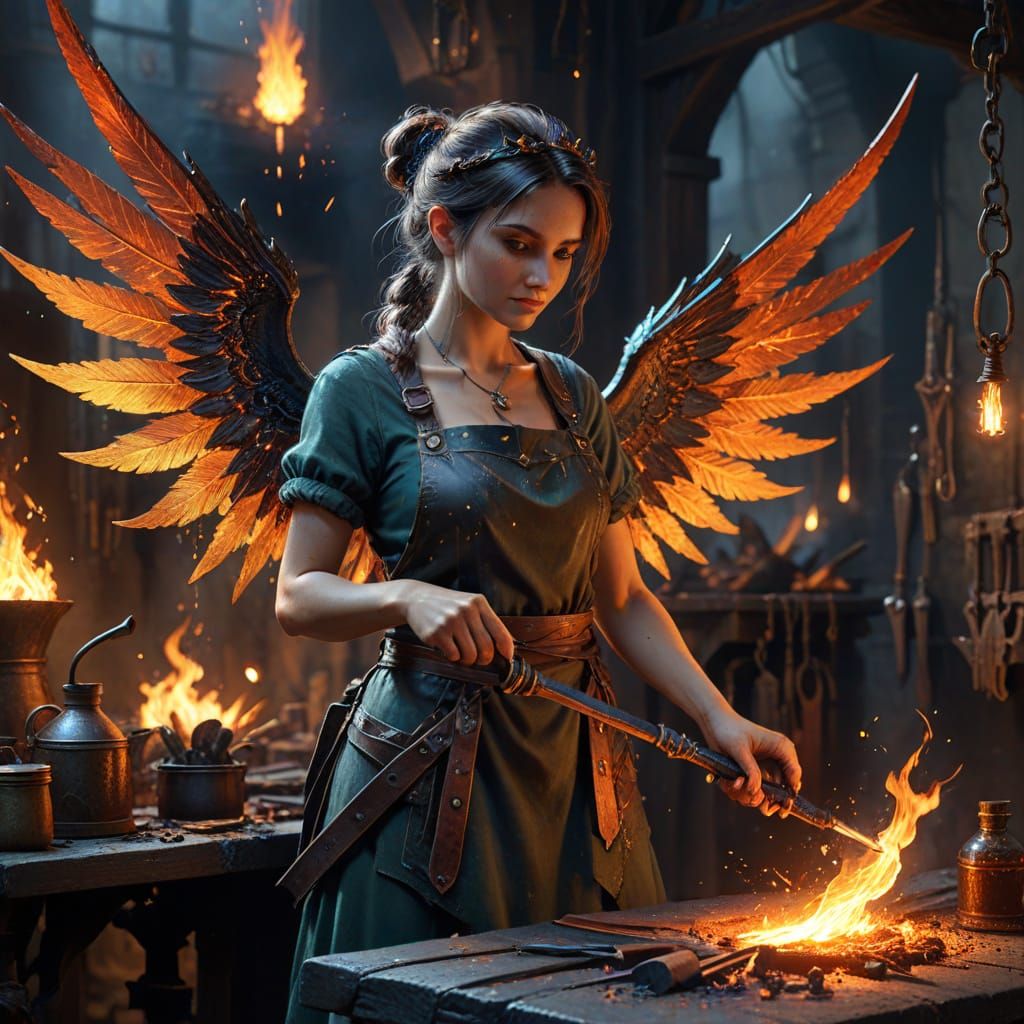 Blacksmith Fairy Molten Metal Wings