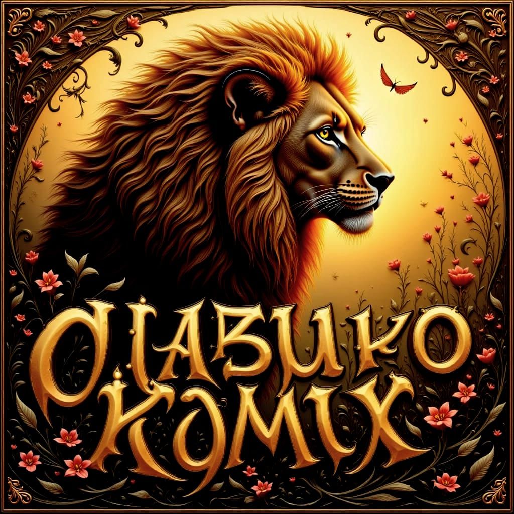 Regal Lion Portrait in Art Nouveau Style