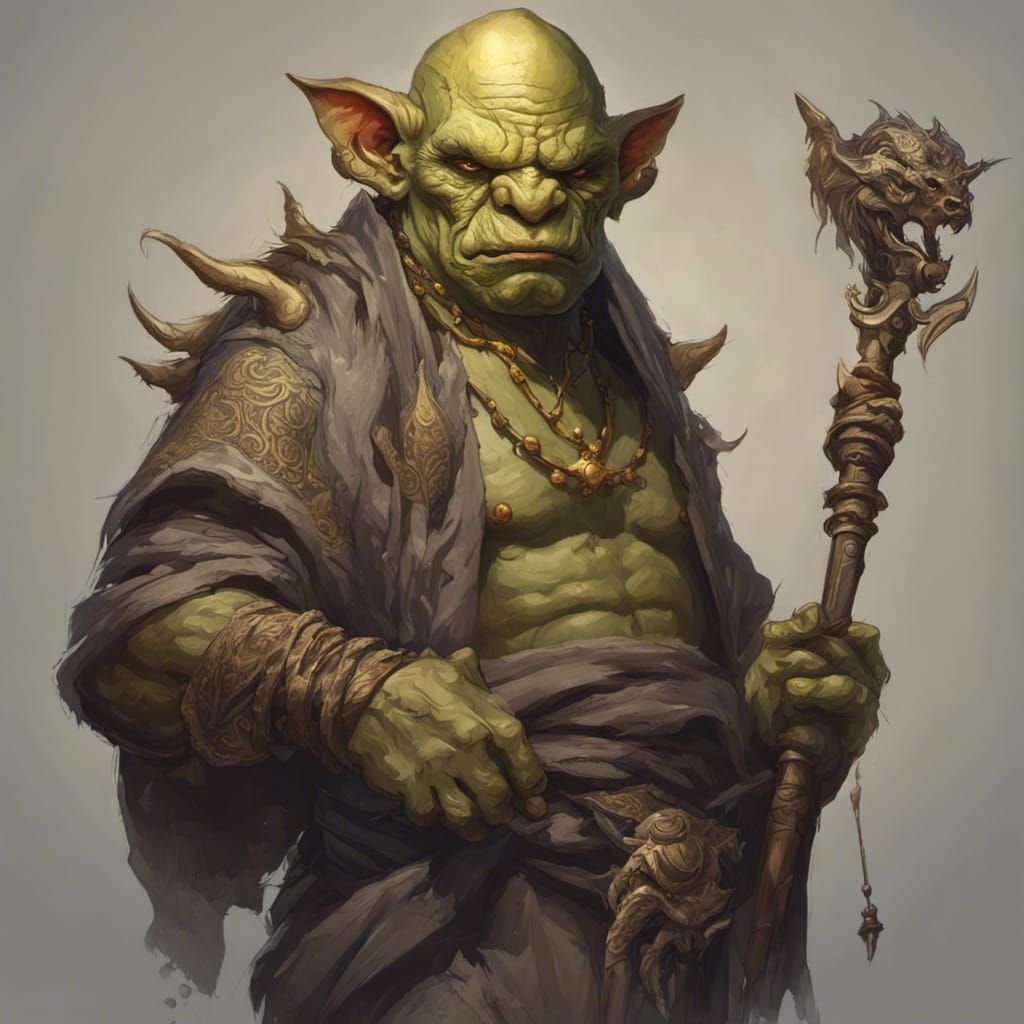 Orc Monk Portrait with Dragon Tattoo