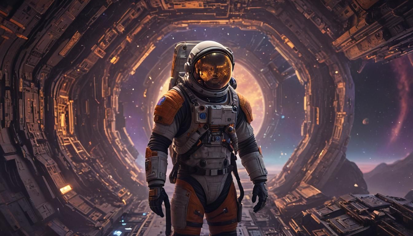 Astronaut in Spaceship with Mystical Runes