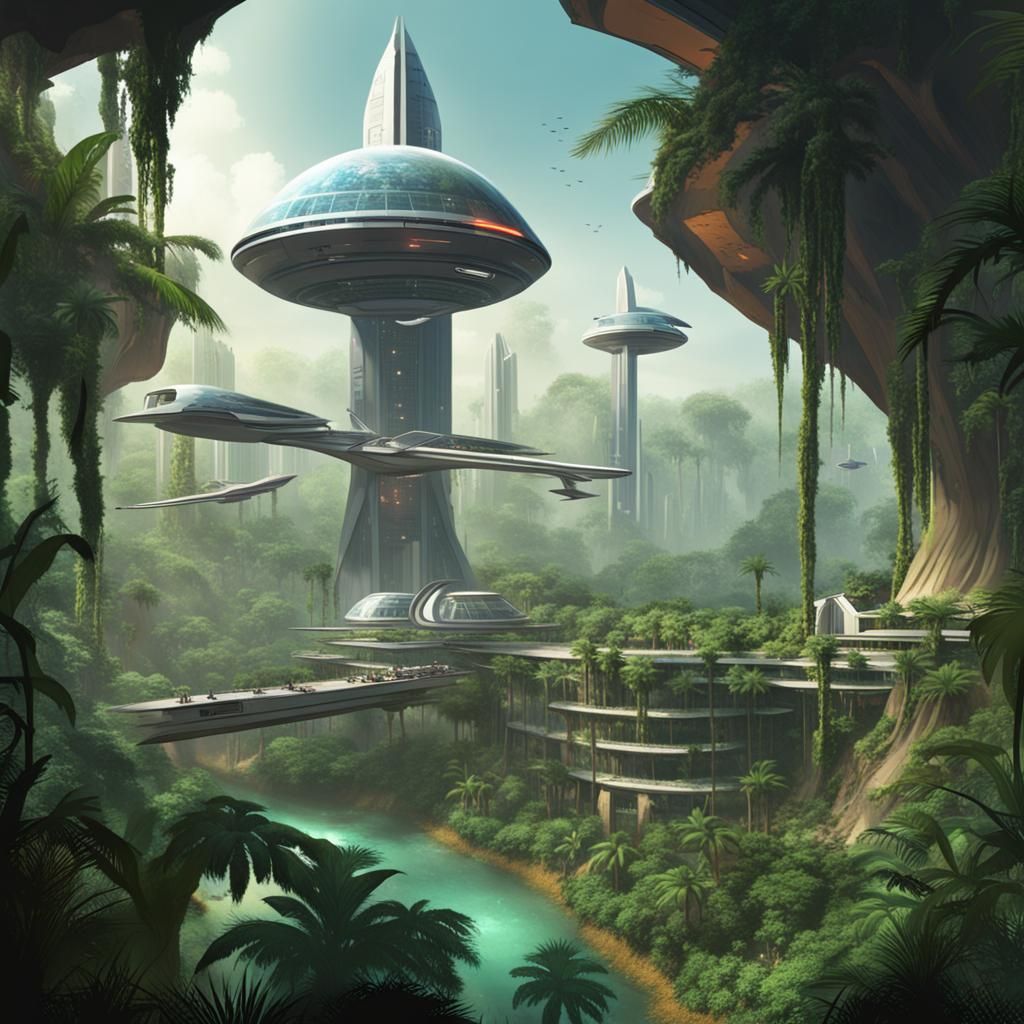 Jungle Planet Spaceport Besieged by Verdant Growth