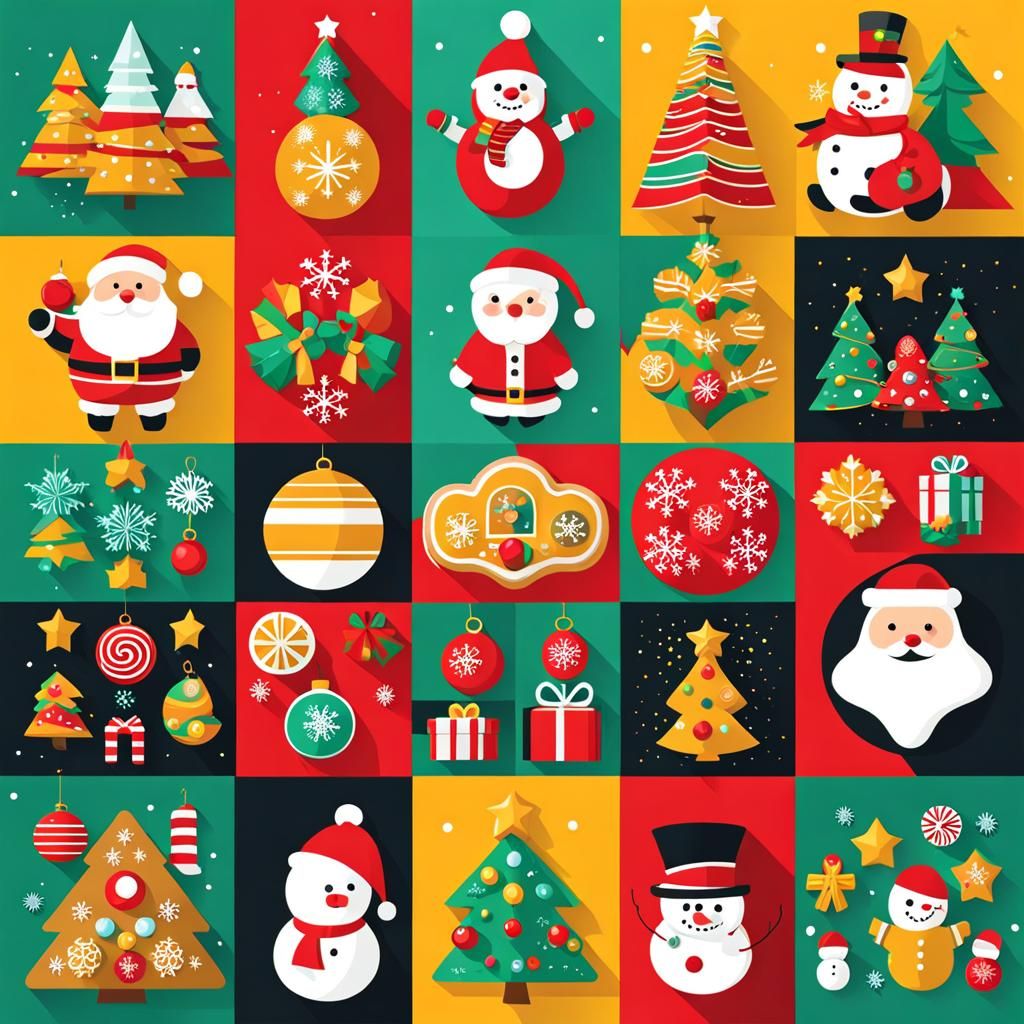 Festive Retro Christmas Clipart Bundle in Pop Art Style