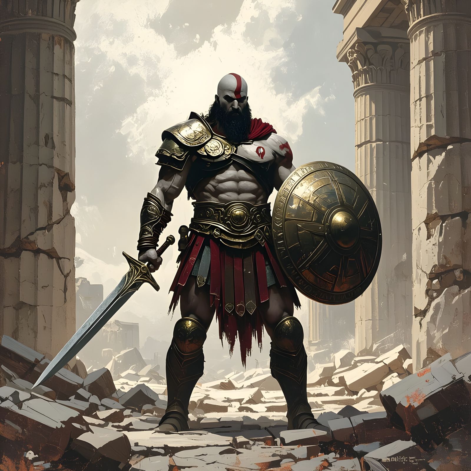 God of War in Ancient Greek Armor