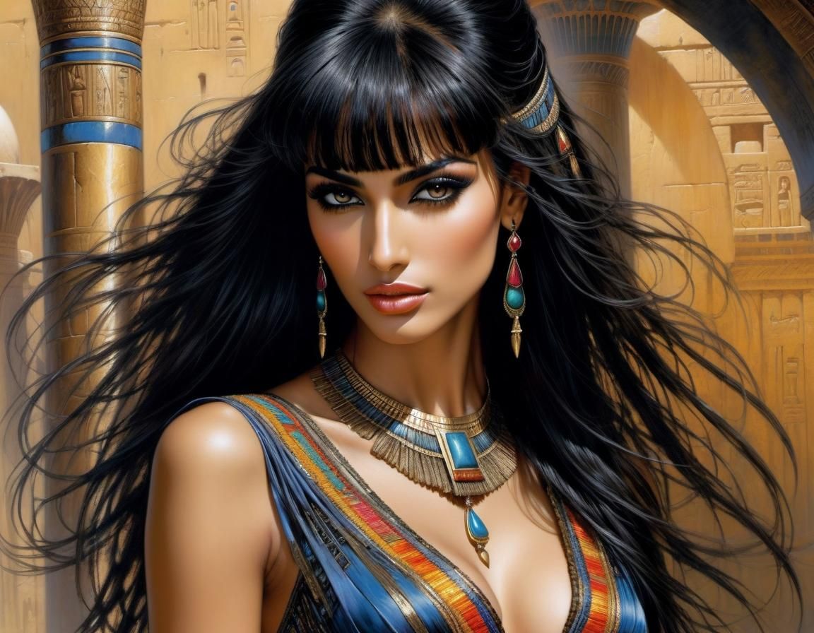 Egyptian Woman Portrait in Style of Luis Royo