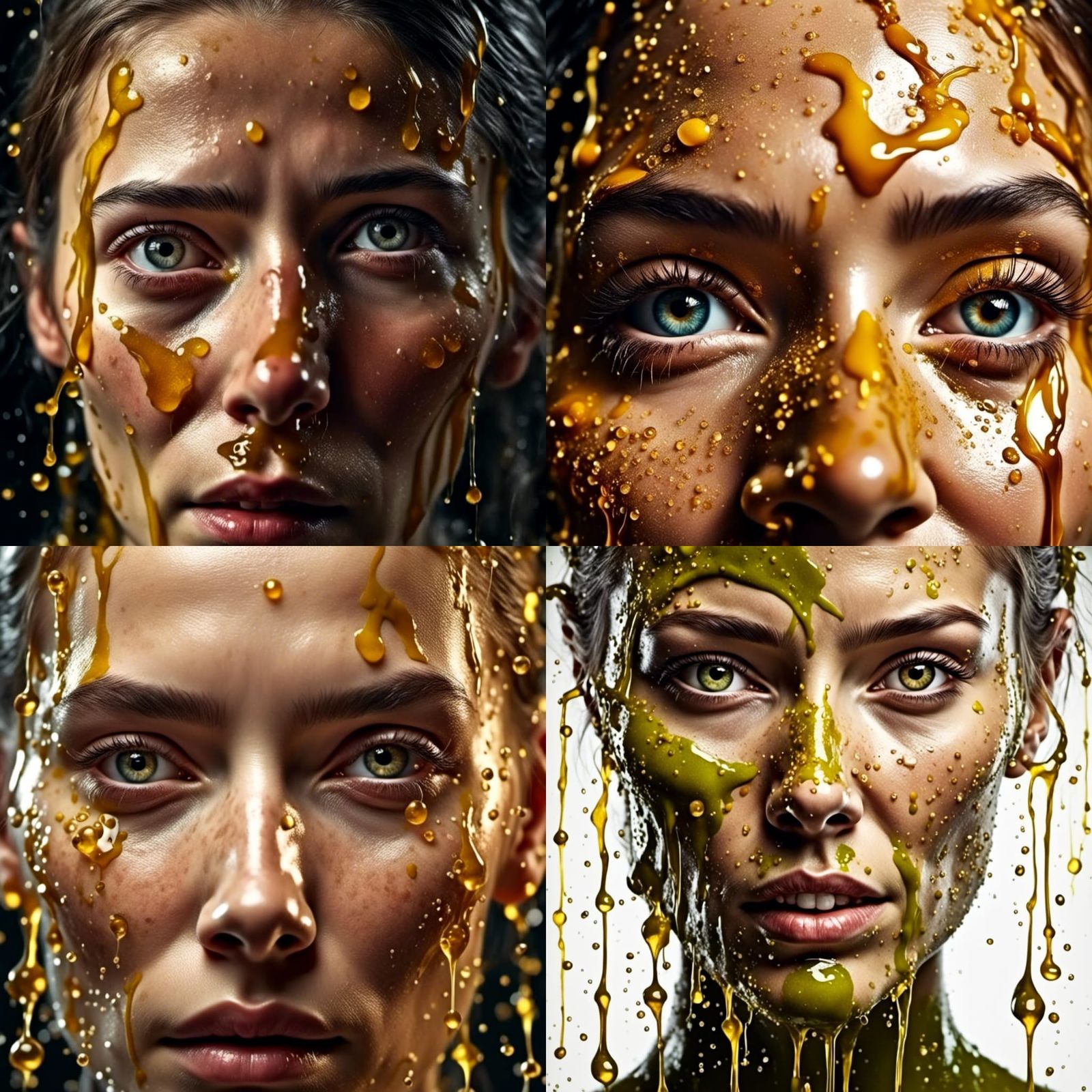 a clear close-up portrait picture of a woman with flow of ol...