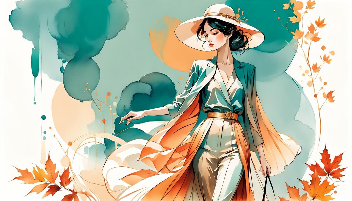 Minimalist Fashion Sketch of Japanese Woman in Jojo Style