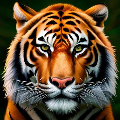 Realistic Tiger Portrait in Forest with Bokeh