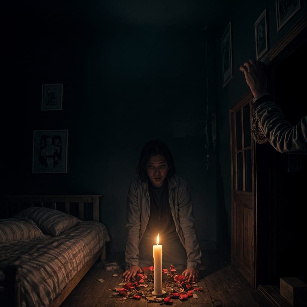 Haunting Candlelit Room with Disturbing Voices