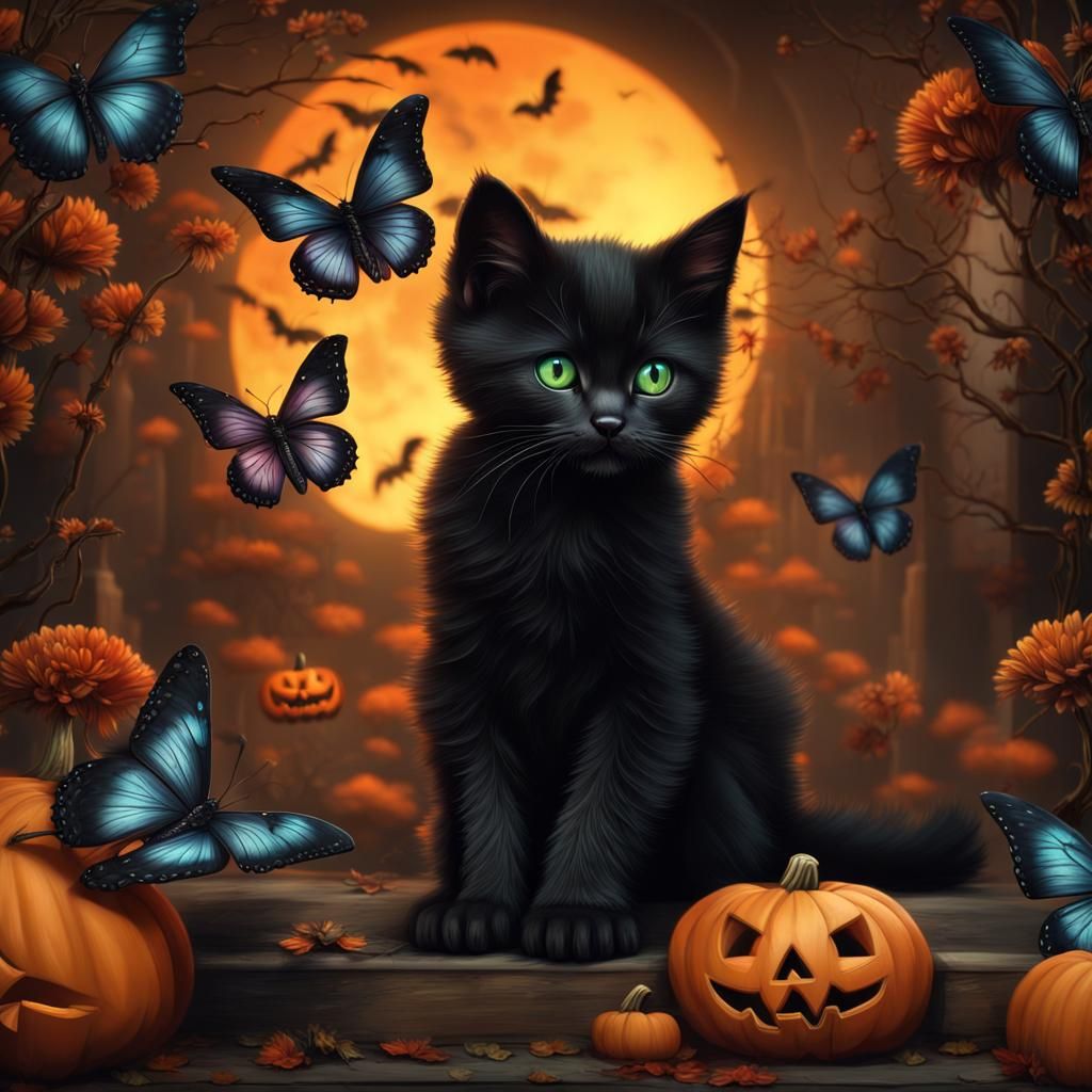 Day of the Dead Kittens in Halloween Costumes