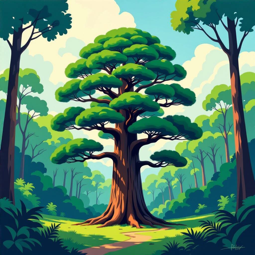 Towering Bunya Pine in Lush Forest Art
