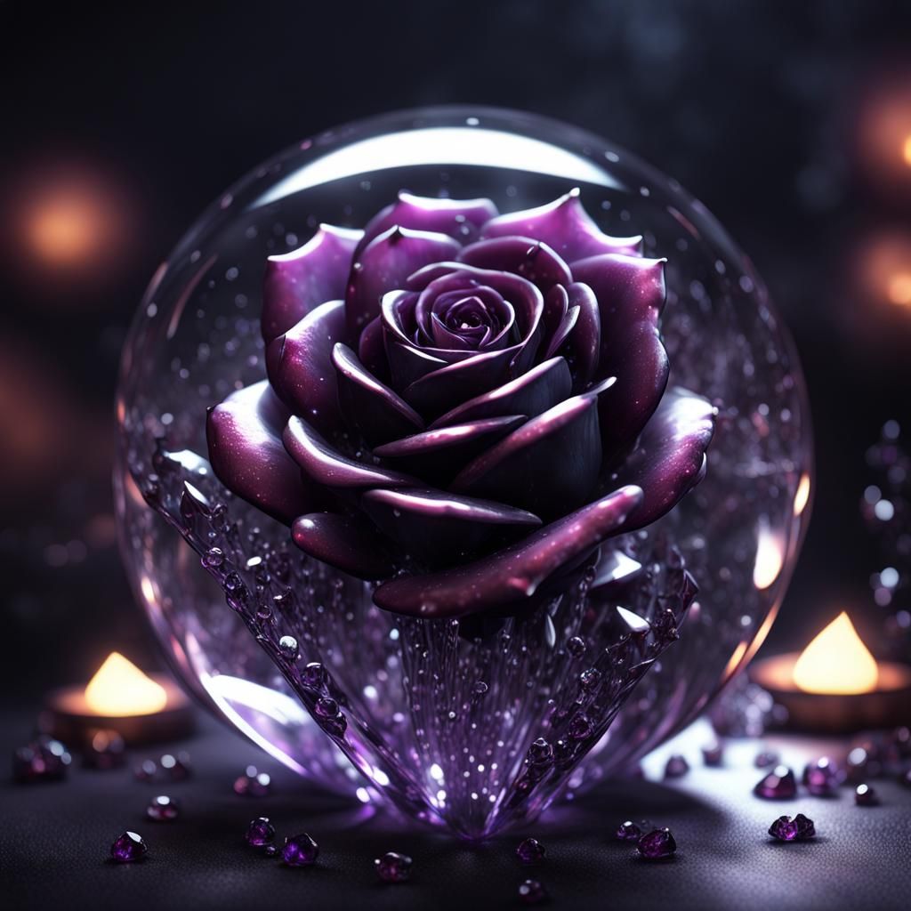 Crystal Roses with Suspended Water Drops