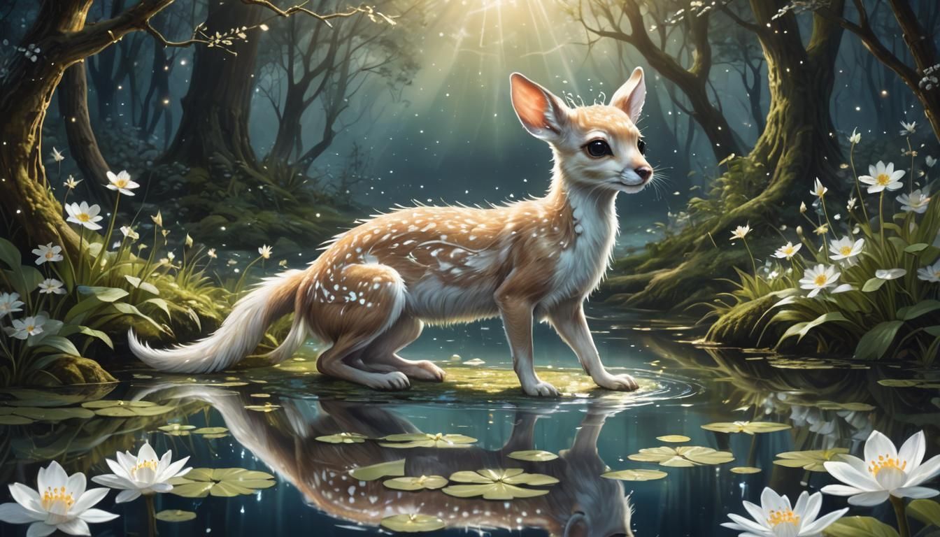 Glowing Fairy Weasel in Fantasy Forest