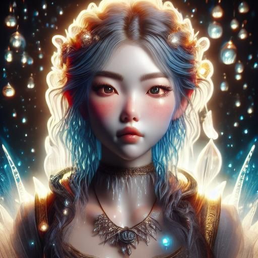 Water Spirit Portrait in Semi-Realistic Style