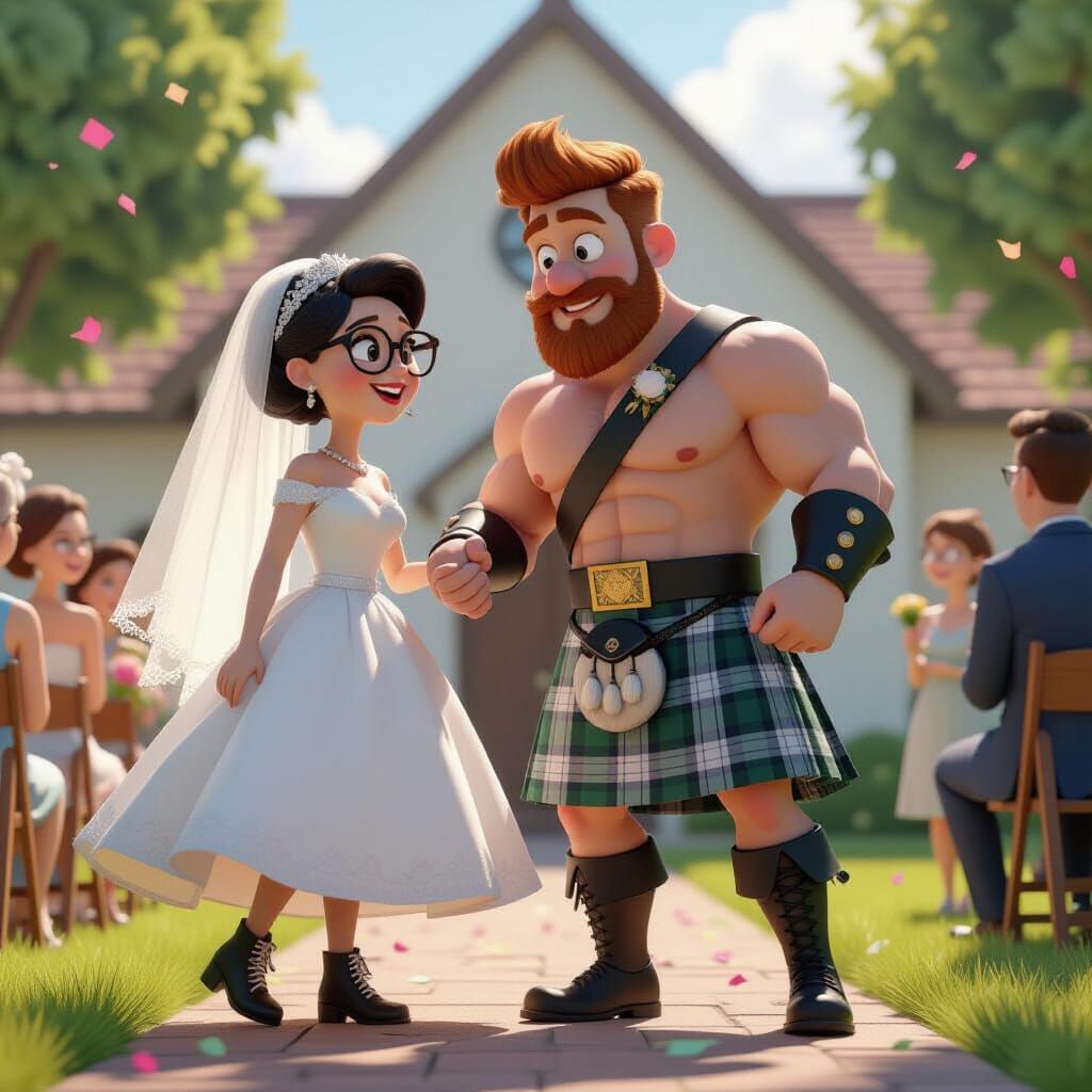 Scottish Wedding Dance in Pixar Style