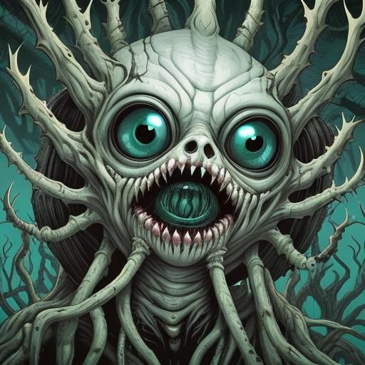 Lovecraftian Horror Creature with Android Eyes