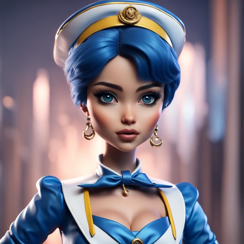 Hyperrealistic Bratz Doll as Sailor Mercury