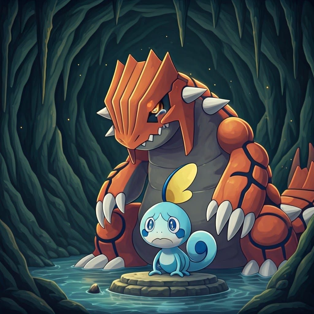 Groudon Weeps for Sobble: Watercolor Pokémon Art