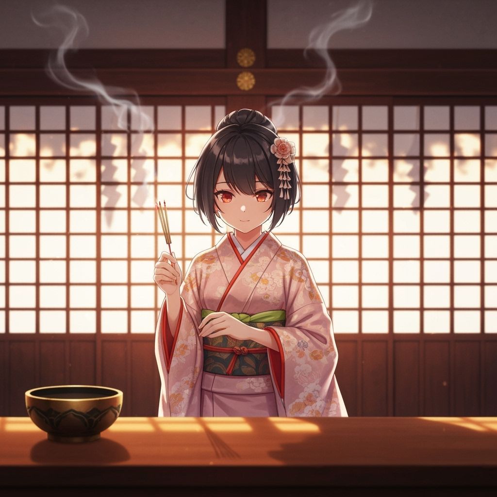 Anime Woman Praying at Amaterasu Shrine