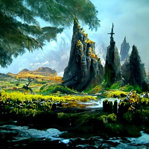 Fantasy Landscape Oil Painting by James Gurney Style