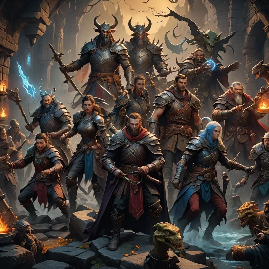 D&D Players in a Fantastical Matte Painting