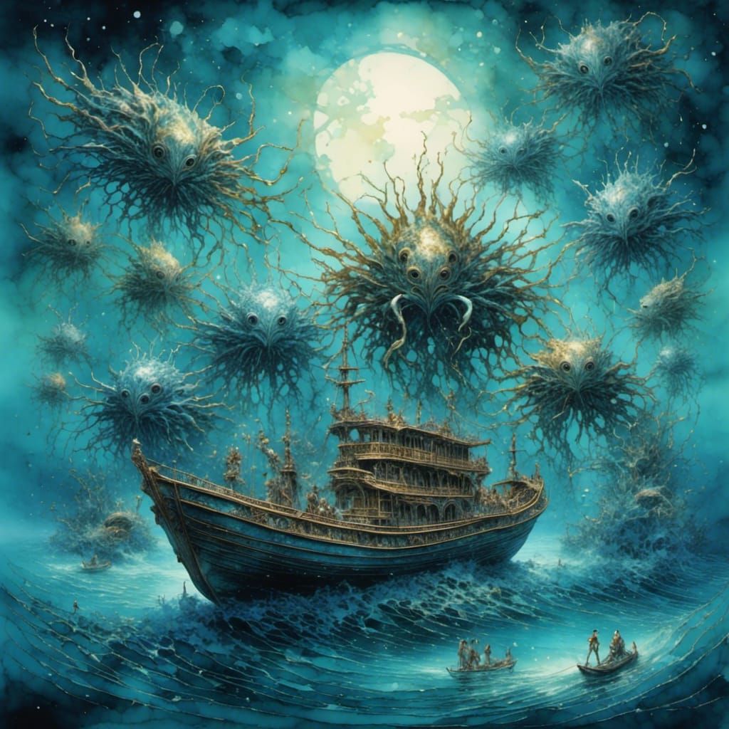 Alien Creatures Explore Ocean in Aquatic Boat